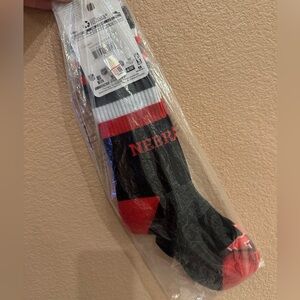 For Bare Feet Nebraska Cornhuskers Red and Black Socks Size L Large